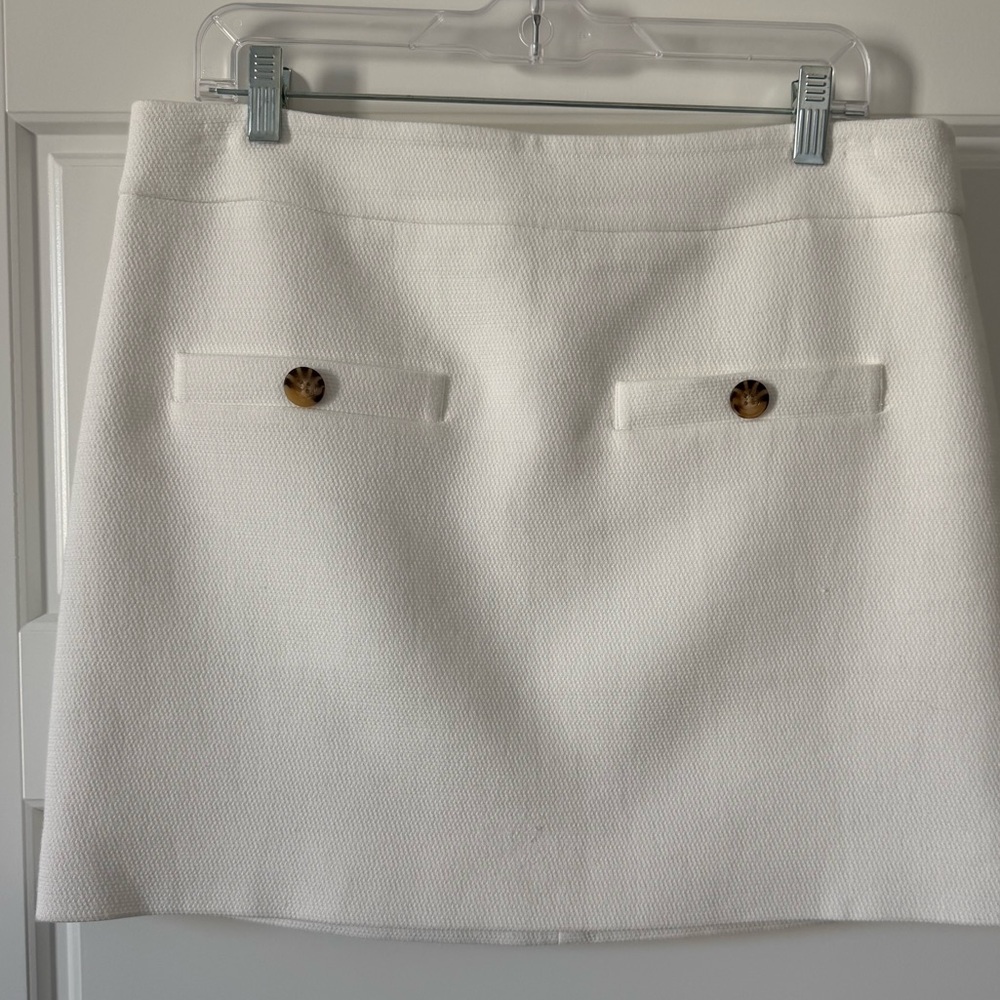 $298 Veronica Beard Emar Stretch Cotton Miniskirt Size 12 White - Picture 2 of 4